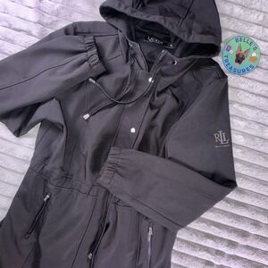 Ralph Lauren LRL‎ Women's Large Anorak Parka Raincoat Coat Black Feminine Fit